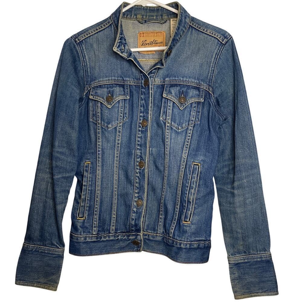 Vintage Levi Strauss Signature Medium Wash Denim Jacket Junior's Size Sm 3/5